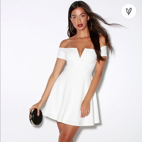 Lulu’s Play the Party Plum Purple Off-the-Shoulder Skater Dress - BLACK - Picture 1 of 9